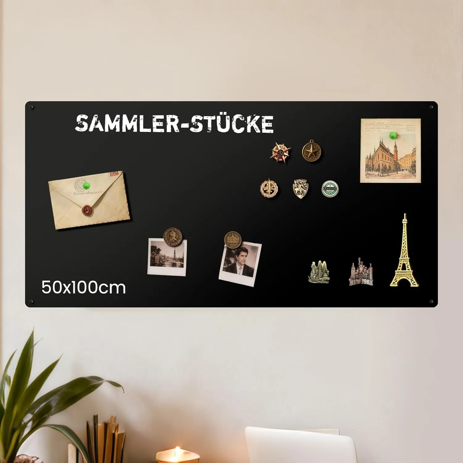 Große Magnettafel Schwarz im GALERIE-FORMAT: Mehr Schätze zeigen