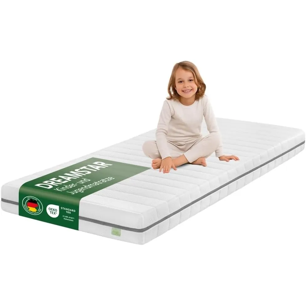 DREAMSTAR Ergo Kids Junior Kindermatratze und Jugendmatratze | Öko-TEX® | hautfreundlicher Bezug abnehmbar und waschbar…