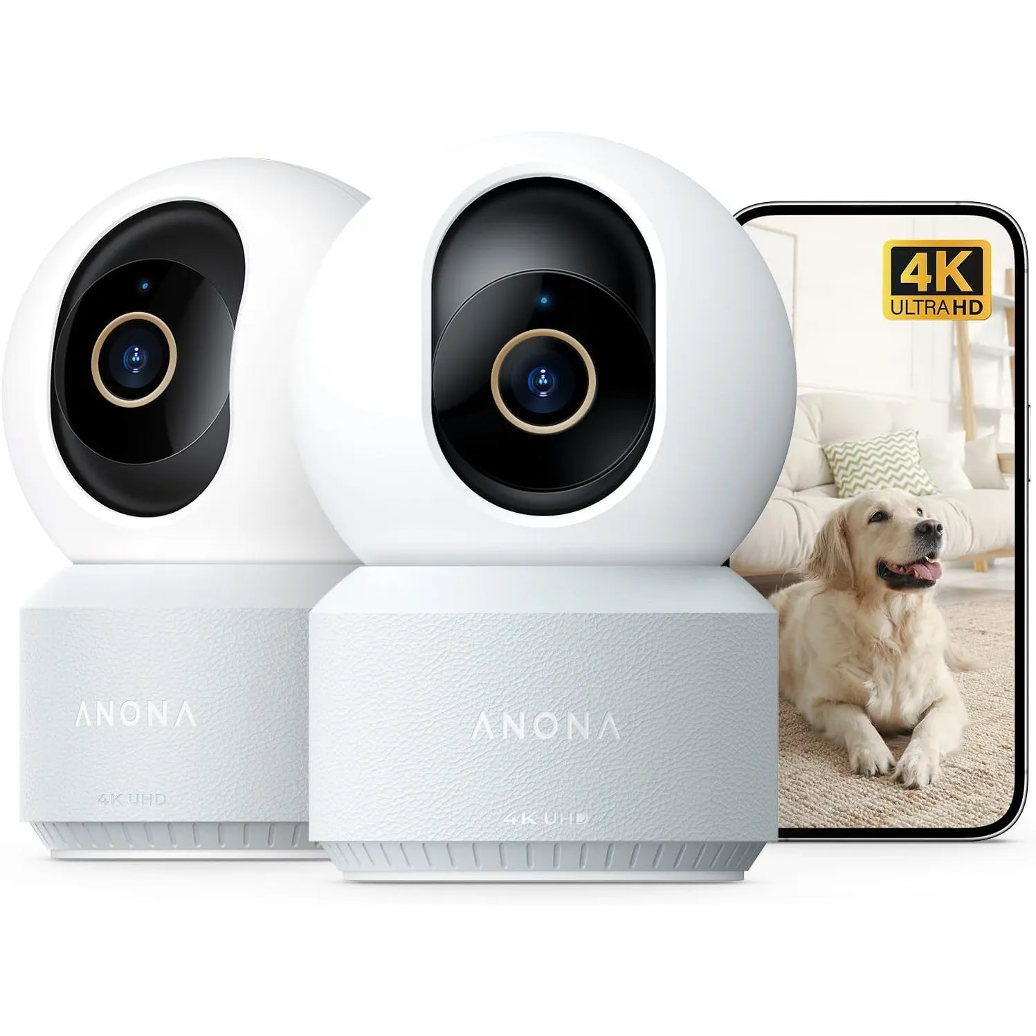 Anona Pano 4K UHD Innenüberwachungskamera, 360° Grad Indoor Überwachungskamera, Wi-Fi 6, Personen-/Haustier-/Babyweinen…