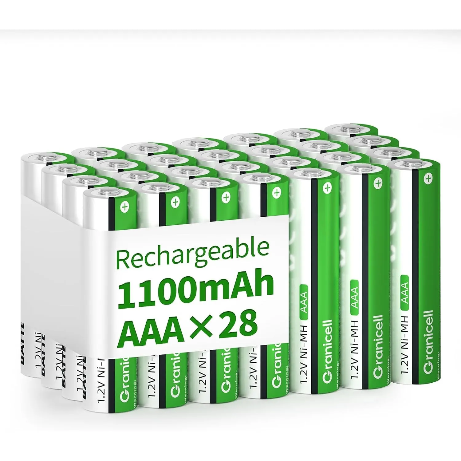Granicell Lot de 28 Piles rechargeables AAA 1100 mAh Haute capacité 1500 Cycles 1,2 V NiMH Low Self Discharge AAA