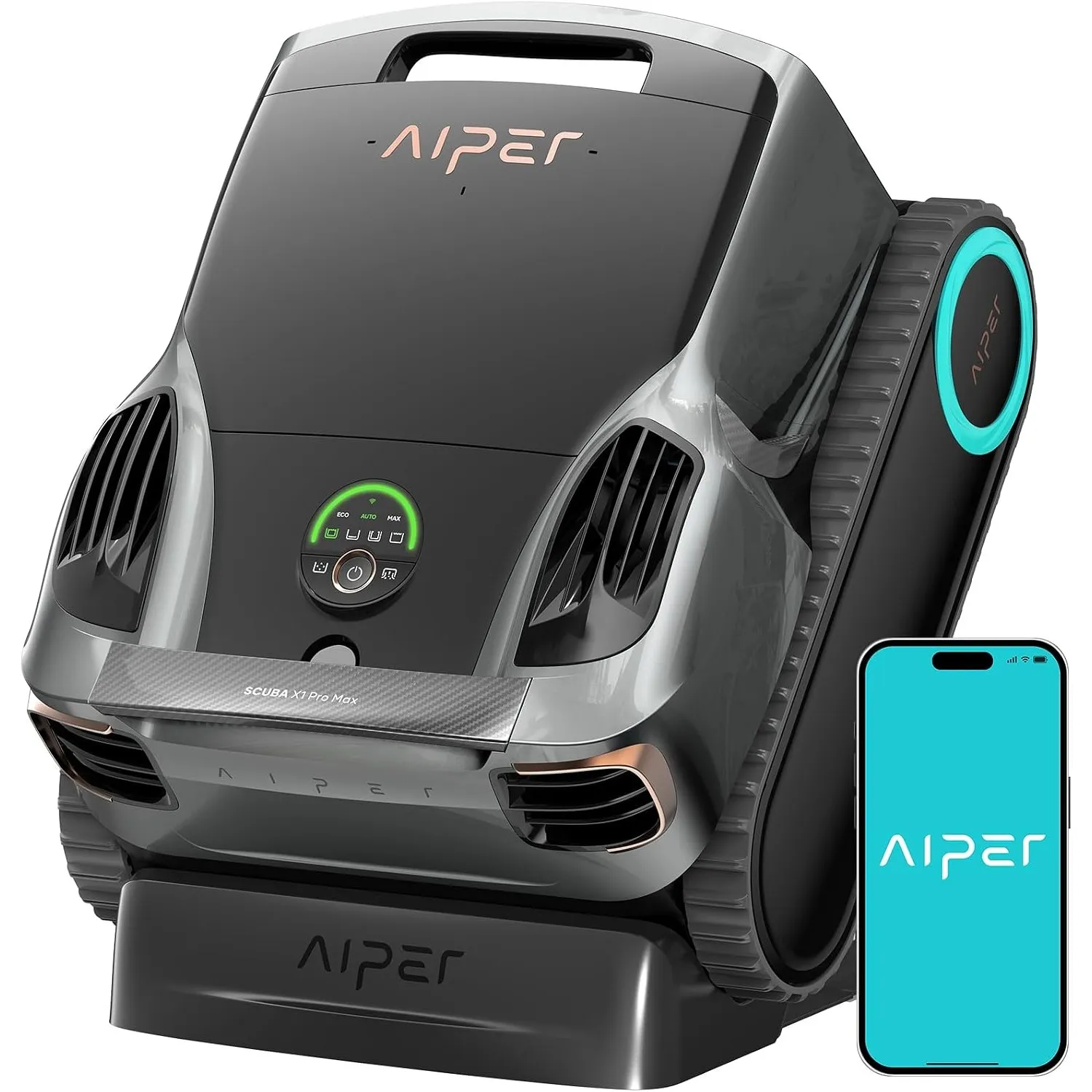 AIPER Scuba X1 Pro Max Poolroboter Boden und Wand, 360° Mapping, Adaptive Routenplanung, Wasserlinie, 32000 LPH Leistun…
