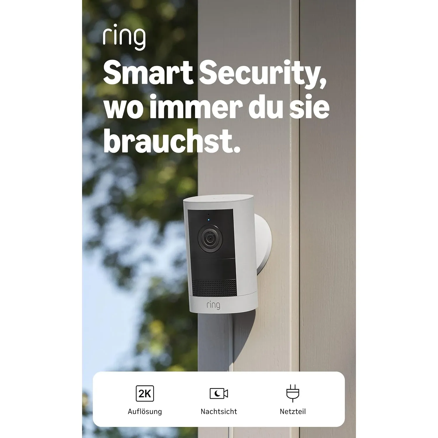 Ring Outdoor Camera 2K, Außenkamera, Netzstecker (neueste Gen.), Einfache Installation, Weitwinkel-Video in Retinal 2K,…