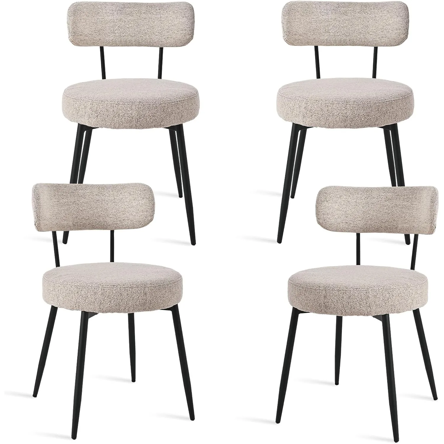 Esszimmerstühle 4er Bouclé Leinen Stoff, Braun