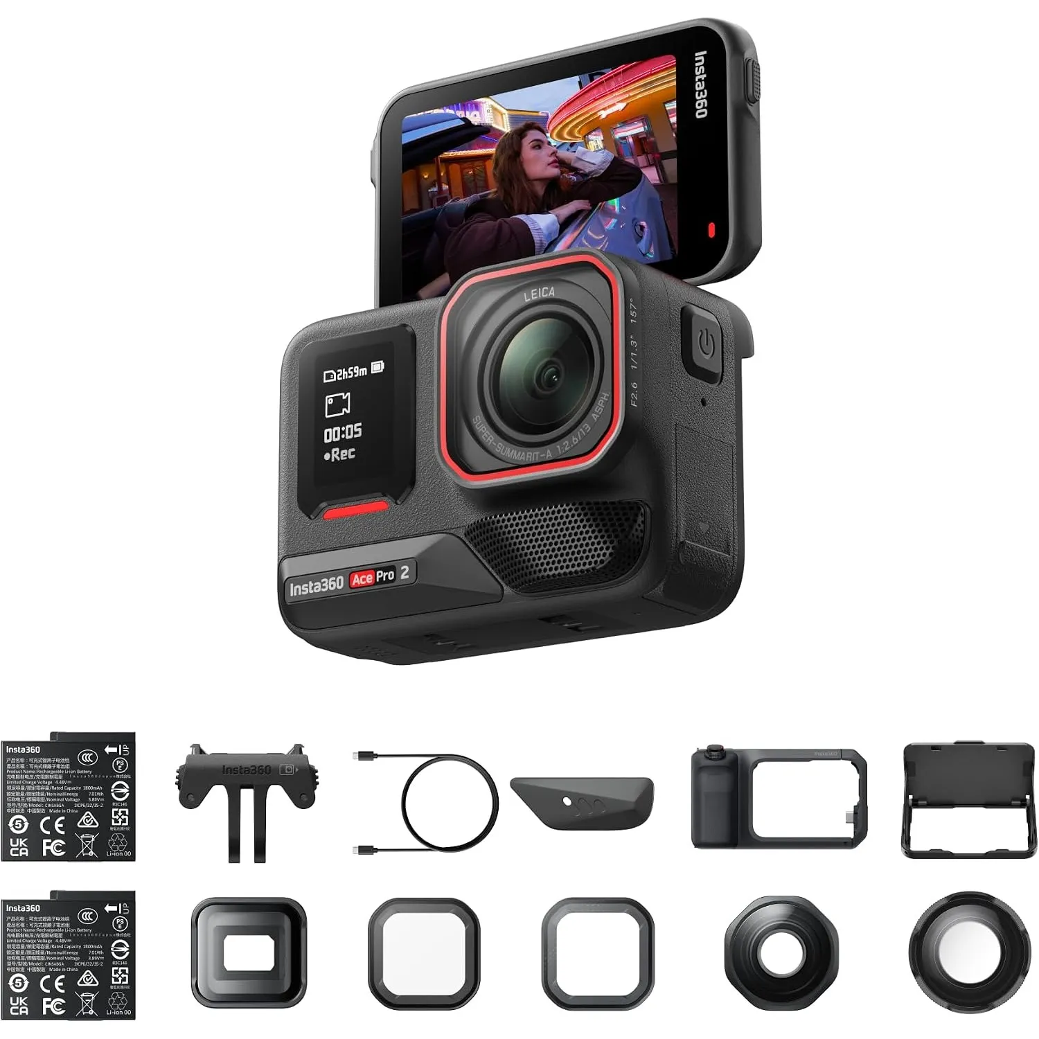 Insta360 Ace Pro 2 Ultimatives Videography-Bundle – wasserdichte 8K Action-Cam, mit Leica entwickelt, Xplorer Pro-Grip-…