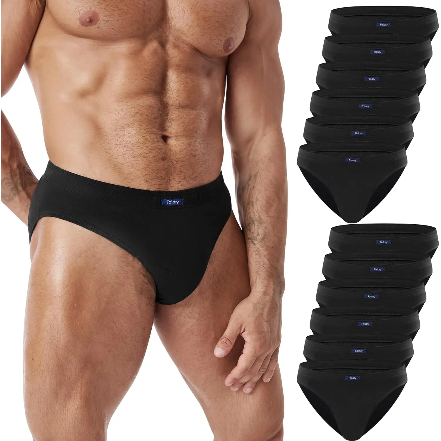 FALARY Herren Slip Baumwolle Unterhosen Männer 6/12er Pack