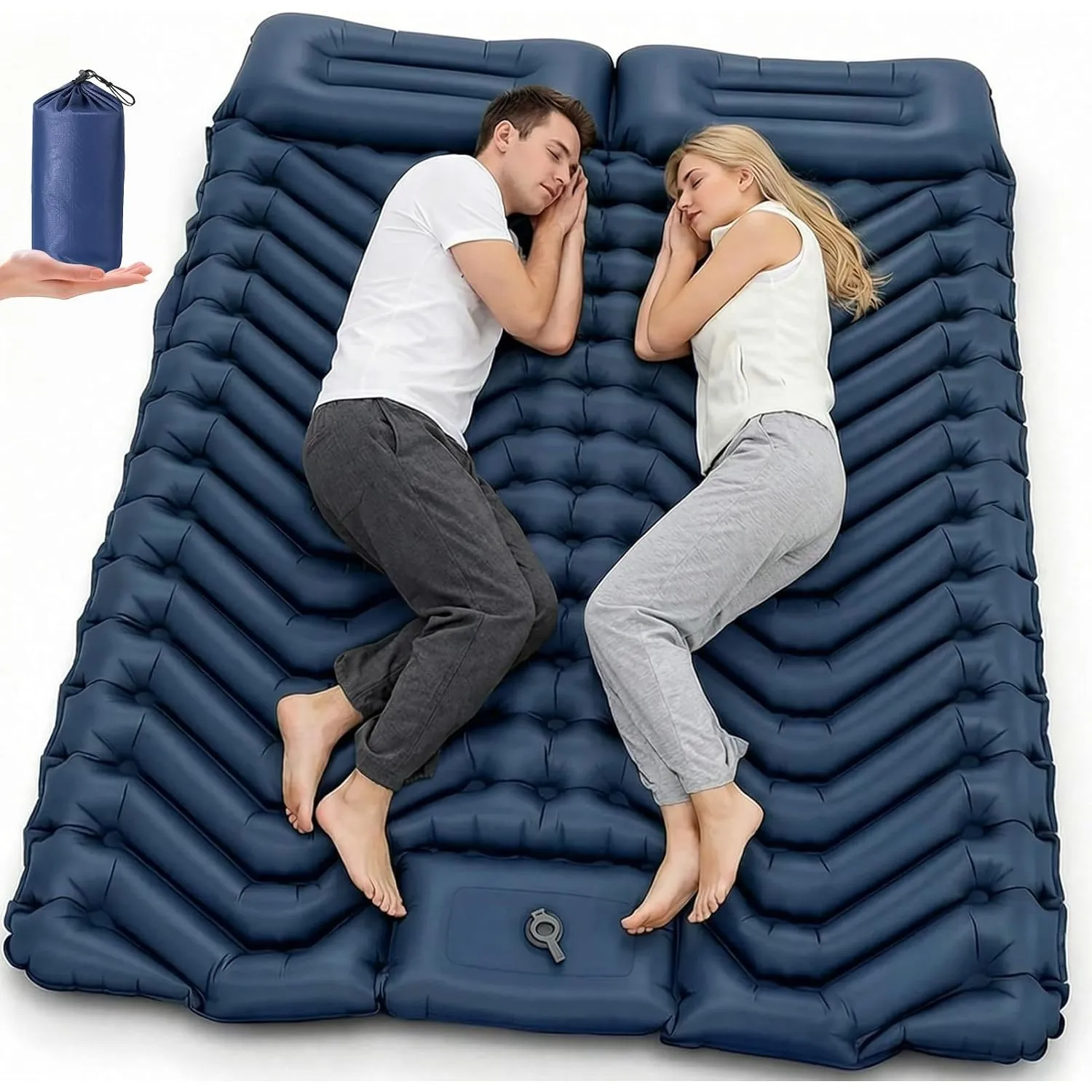 HAUSPROFI Isomatte Camping Doppel, Ultraleicht Camping Luftmatratze für 2 Personen mit Fußpumpe & Kissen, Aufblasbare M…