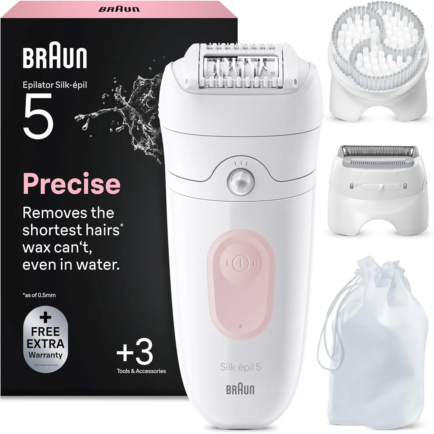 Braun Epilierer Damen Silk·épil 5, Ladyshaver, Wasserdicht, 5-060, Pink