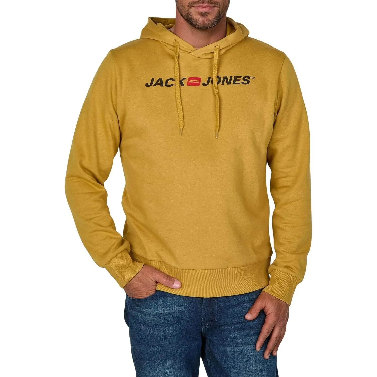 JACK & JONES Hoodie Herren mit Druck JJMORTY Regular Fit Kapuzenpullover