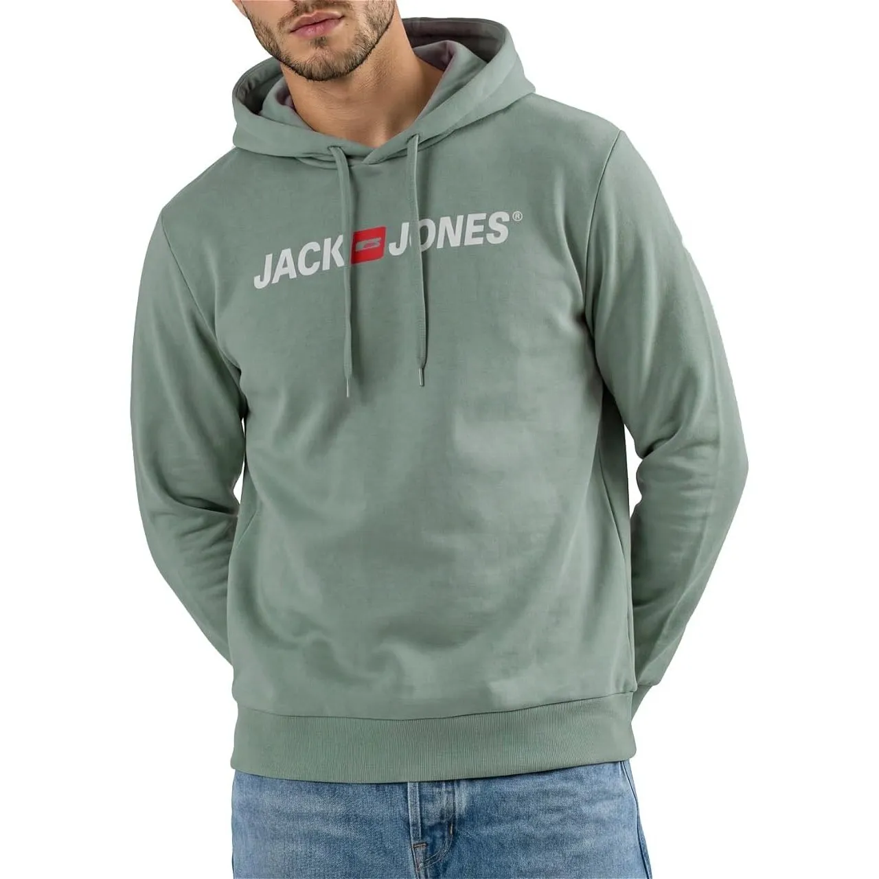 JACK & JONES Hoodie Herren mit Druck JJMORTY Regular Fit Kapuzenpullover