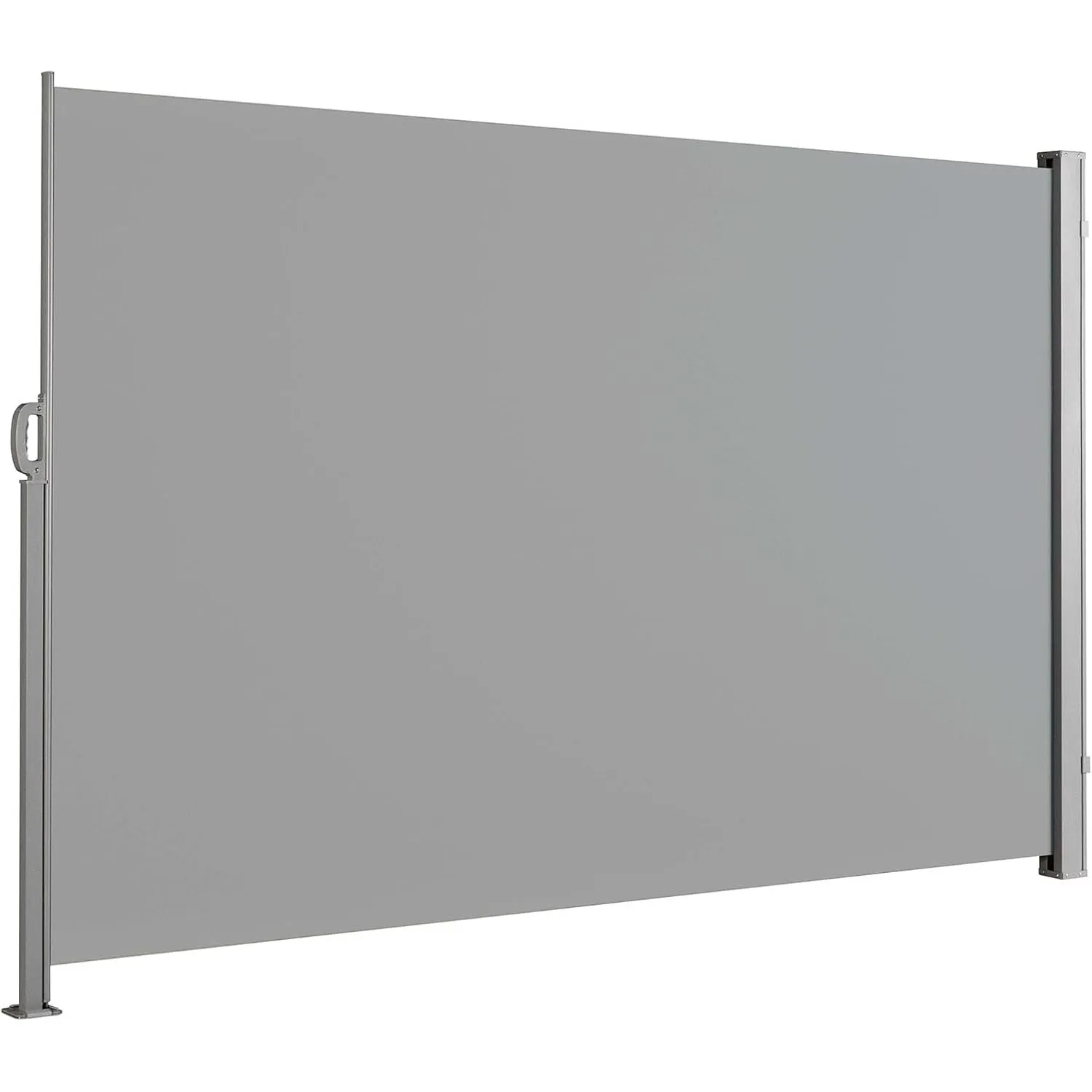 Floordirekt Seitenmarkise aus Aluminium, 200x400cm Hellgrau - ausziehbarer Sicht- & Sonnenschutz für Balkon & Terrasse,…