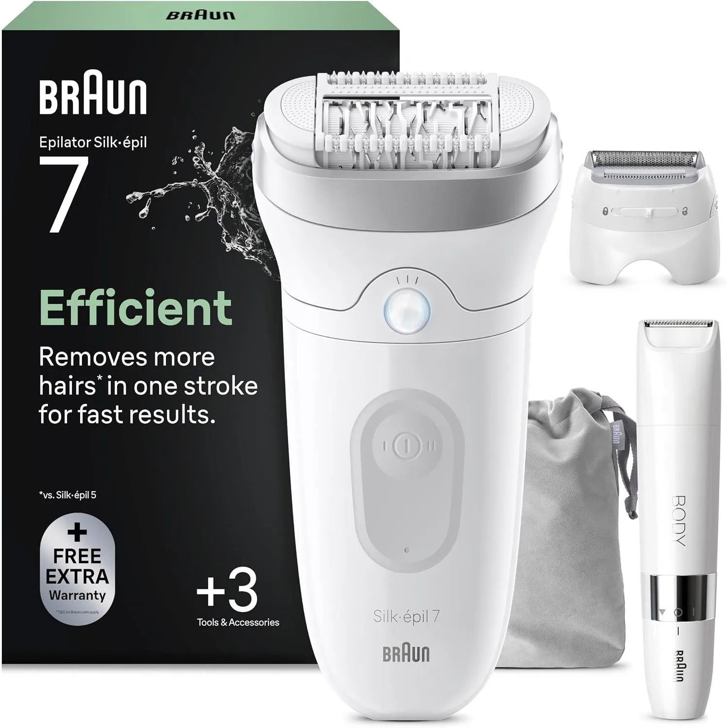 Braun Epilierer Damen Silk·épil 7, Ladyshaver, 7-441, Silber