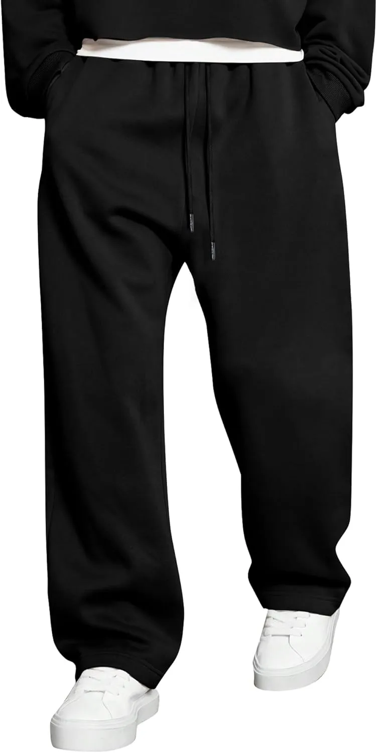 JMIERR Herren Casual Baggy Hosen Breite Beine Lounge Workout Gym Reise Sweatpants mit Taschen S-3XL