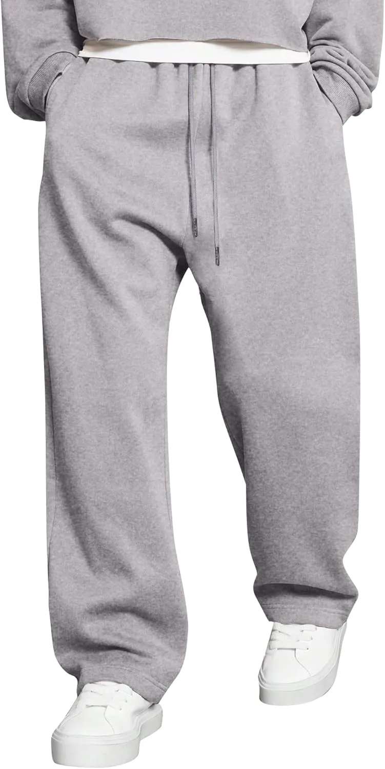 JMIERR Herren Casual Baggy Hosen Breite Beine Lounge Workout Gym Reise Sweatpants mit Taschen S-3XL