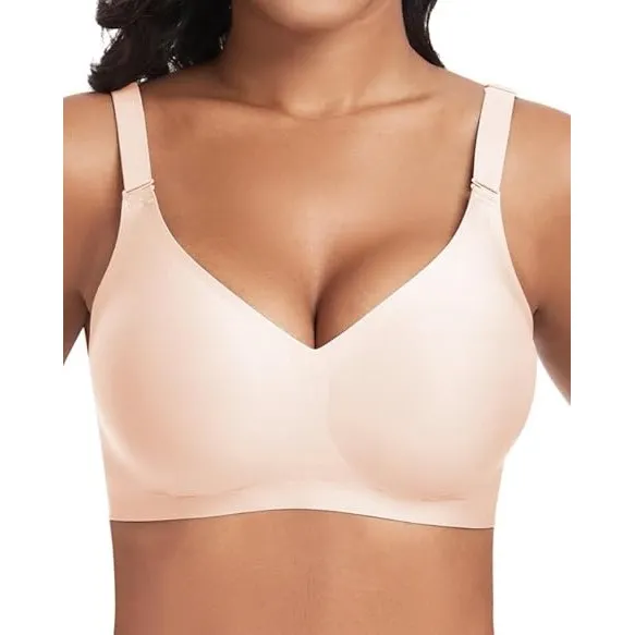 Jiuday BH ohne Bügel Push Up BH Große Brüste Starker Halt Bügelloser Bustier Damen Gepolstert Seamless Soft Bra ohne Bu…