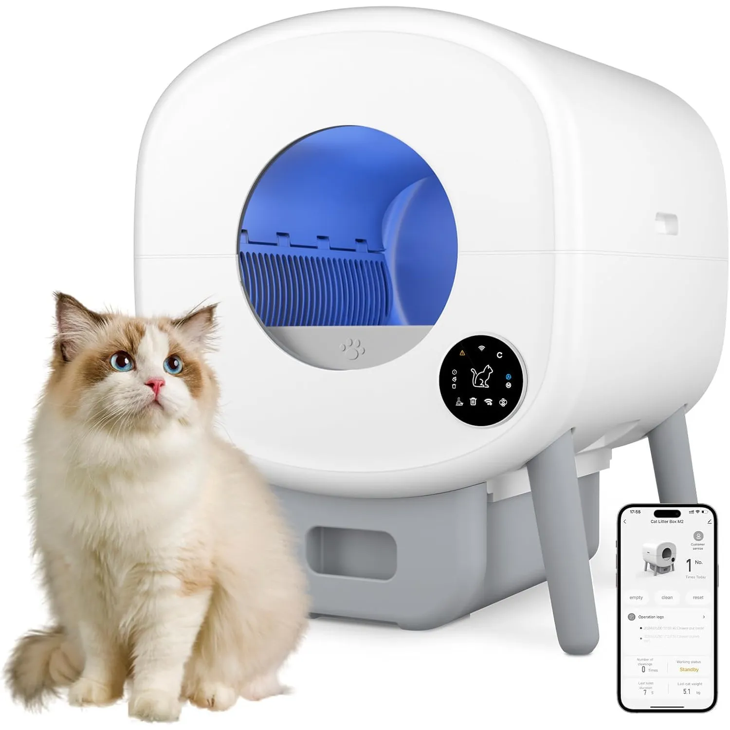 Selbstreinigende Katzentoilette XXL 95L – Automatische elektrische Katzenbox mit App-Steuerung – Große Kapazität – Inkl…