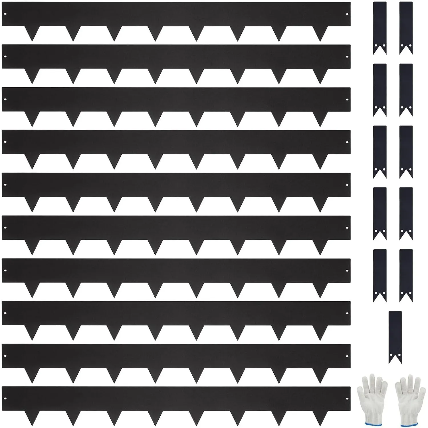 10er-Set Rasenkante 100x15cm Feuerverzinkt 10m mit 11 Erdclips #LYLB65BK-DE