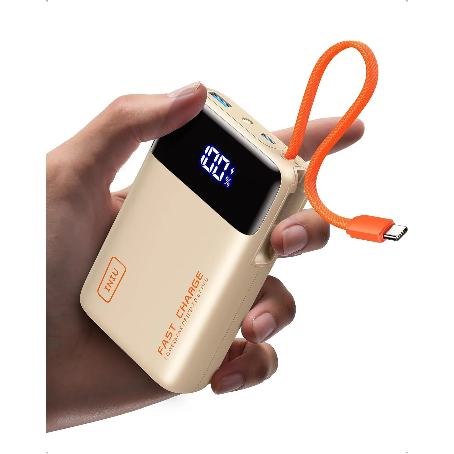 INIU 45W Power Bank, Klein 20000mAh Handyakkus mit Integriertem USB C Kabel