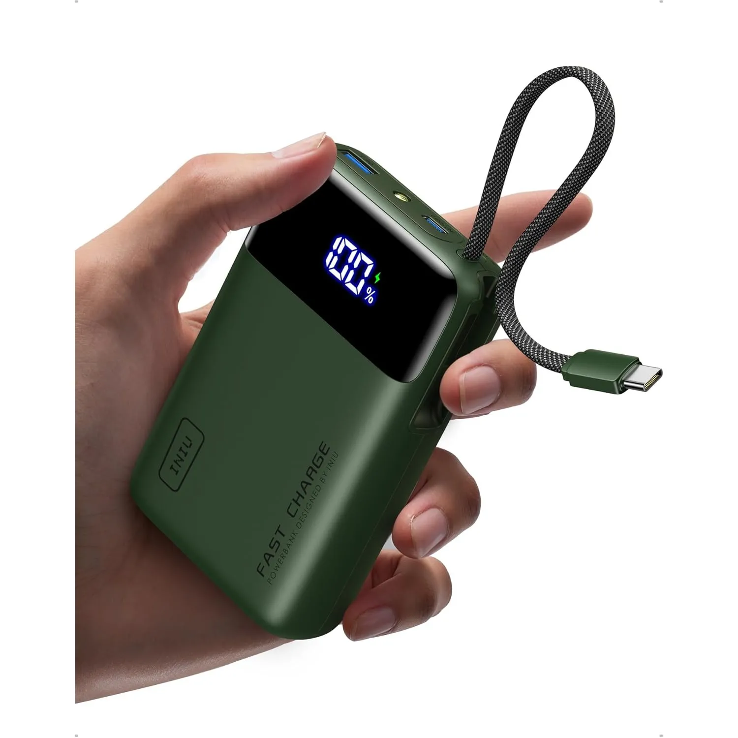 INIU 45W Power Bank, Ultra Klein 20000mAh Powerbank mit Integriertem USB C Kabel, Schnellladen Externe Handyakkus für C…