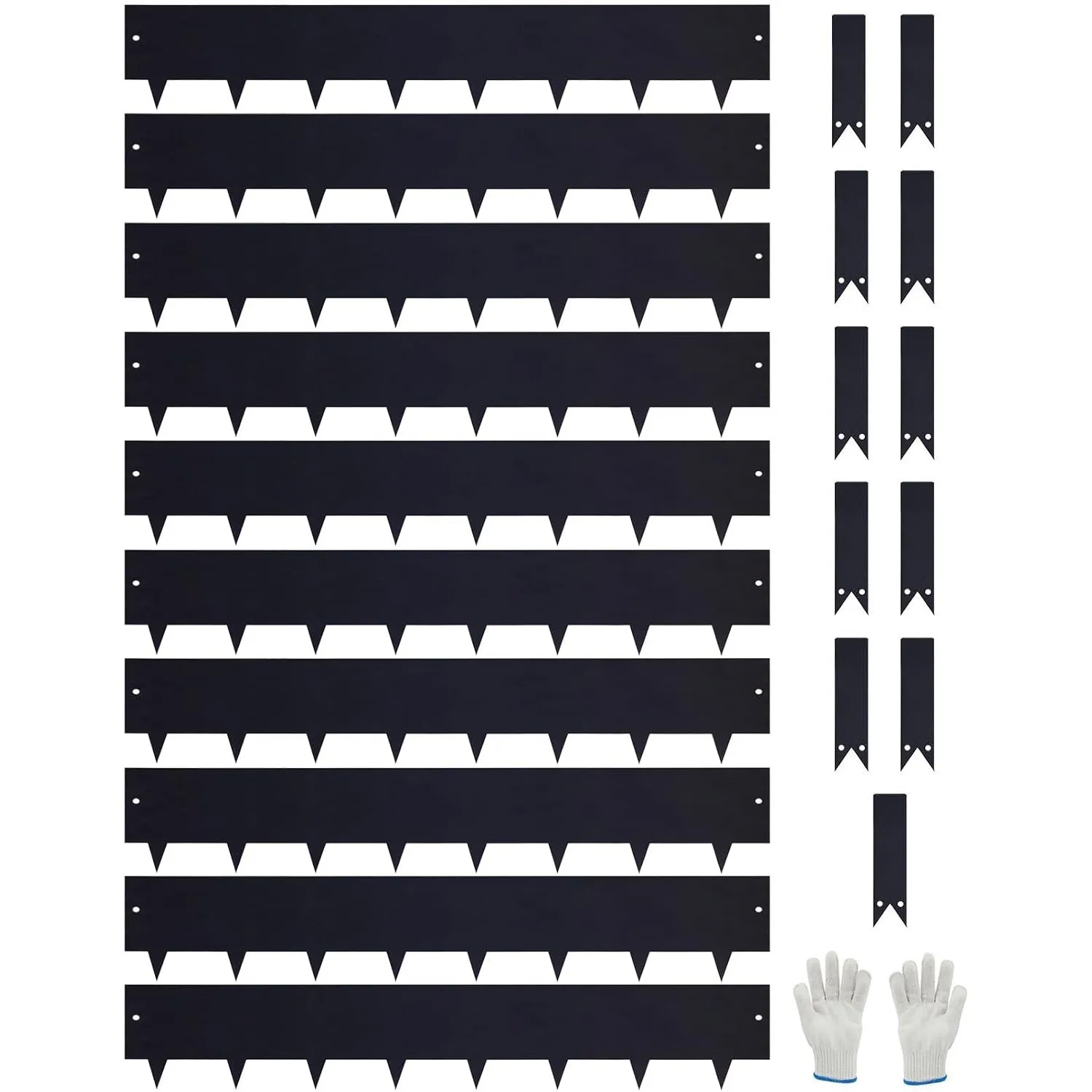 10er-Set Rasenkante 100x20cm Feuerverzinkt 10m mit 11 Erdclips #LYLB85BK-DE