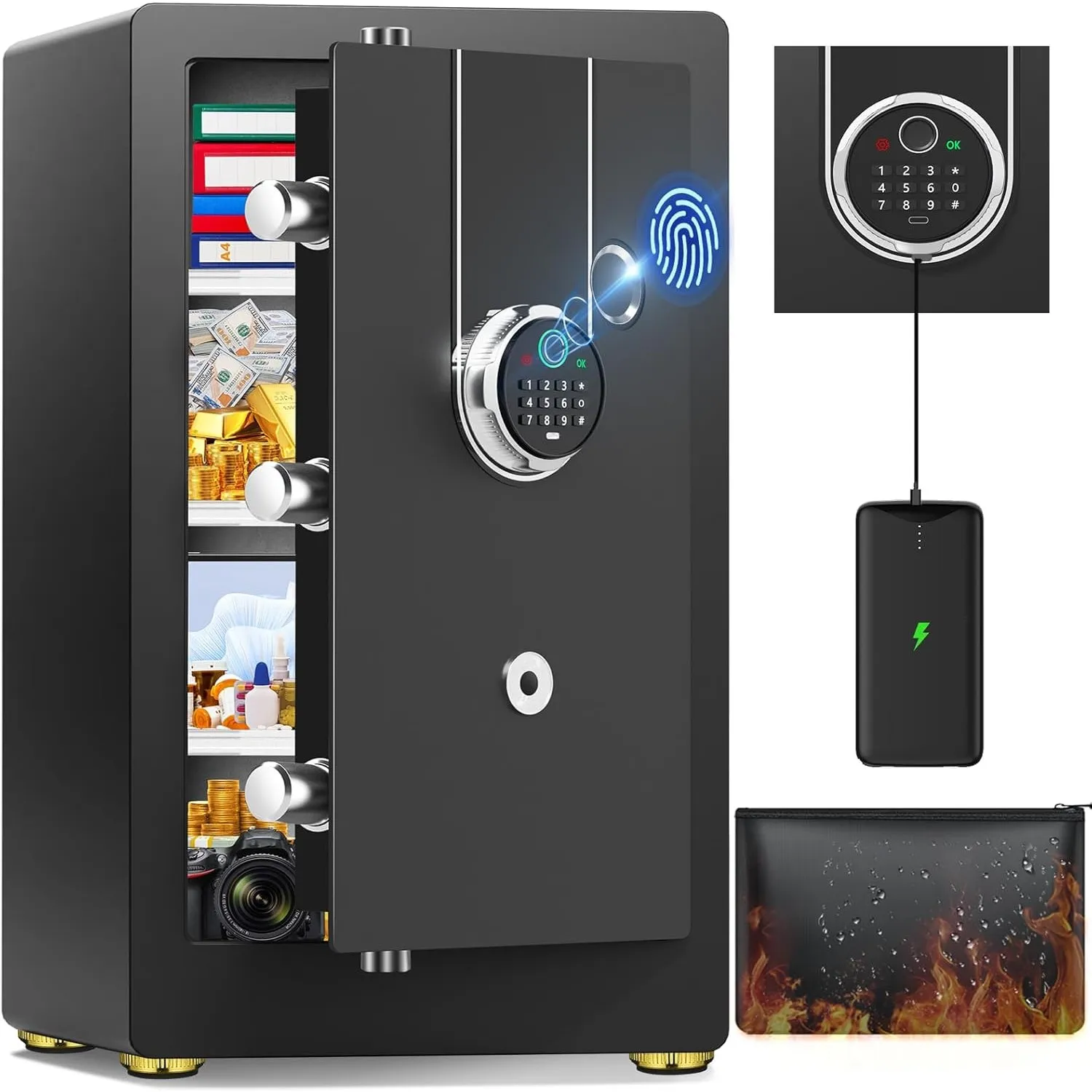 75L Groß Safe Tresor Biometrisch für Zuhause, Digitaler Tresore,
