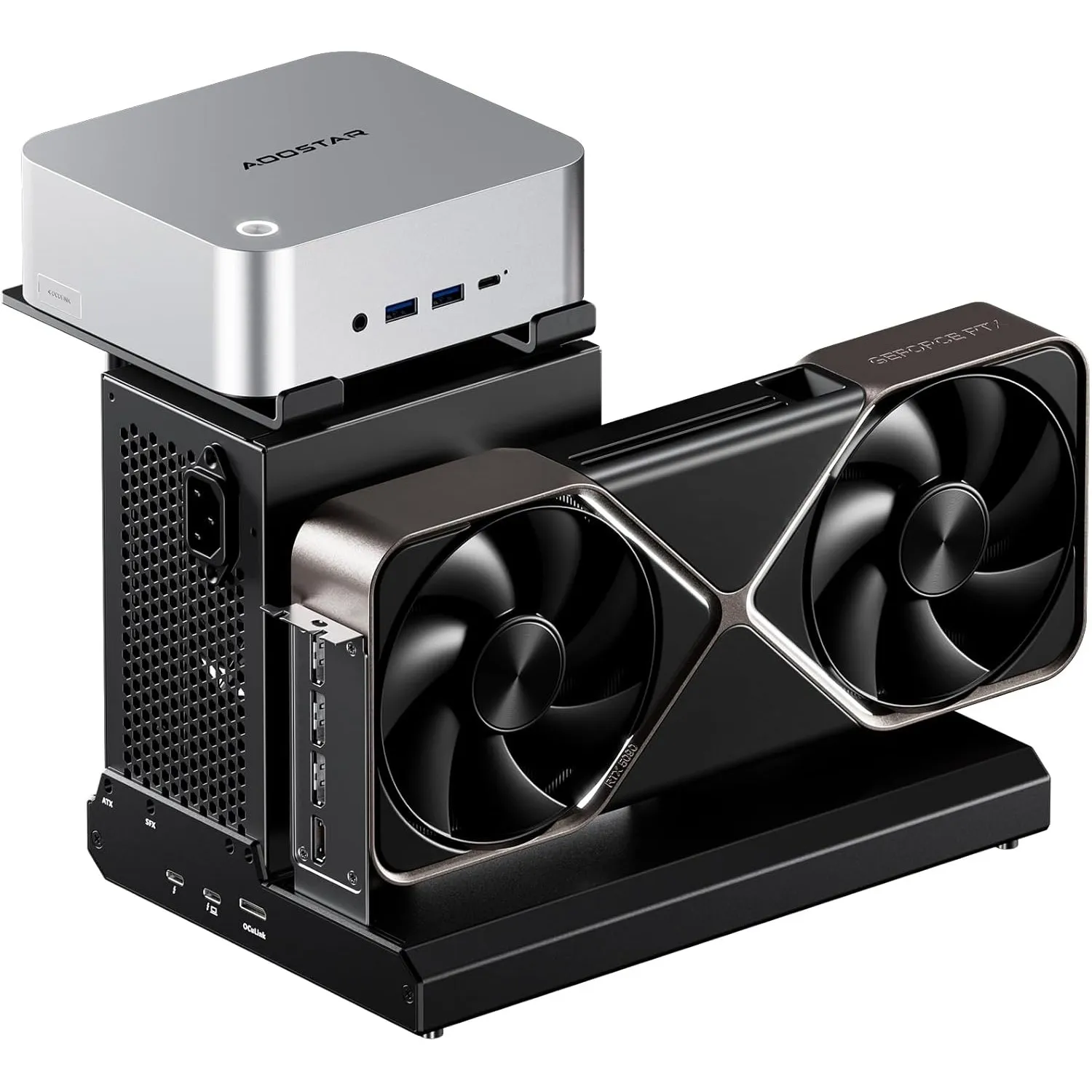 AOOSTAR EG02 eGPU Dock mit OCuLink & Thunderbolt 5 (80Gbps), Externe Grafikkarten Dockingstation PCIe4.0x4, 140W Stromv…