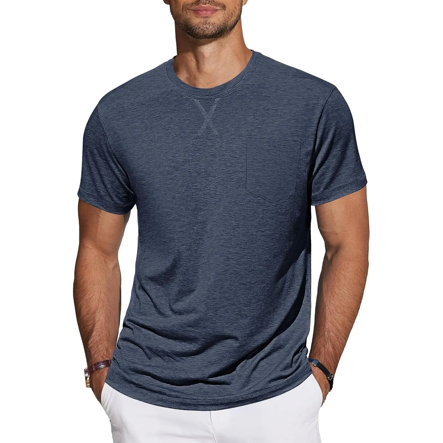 TARAINYA T-Shirt Herren Baumwolle Kurzarm Rundhals Einfarbig Shirts Männer Sommer M-4XL