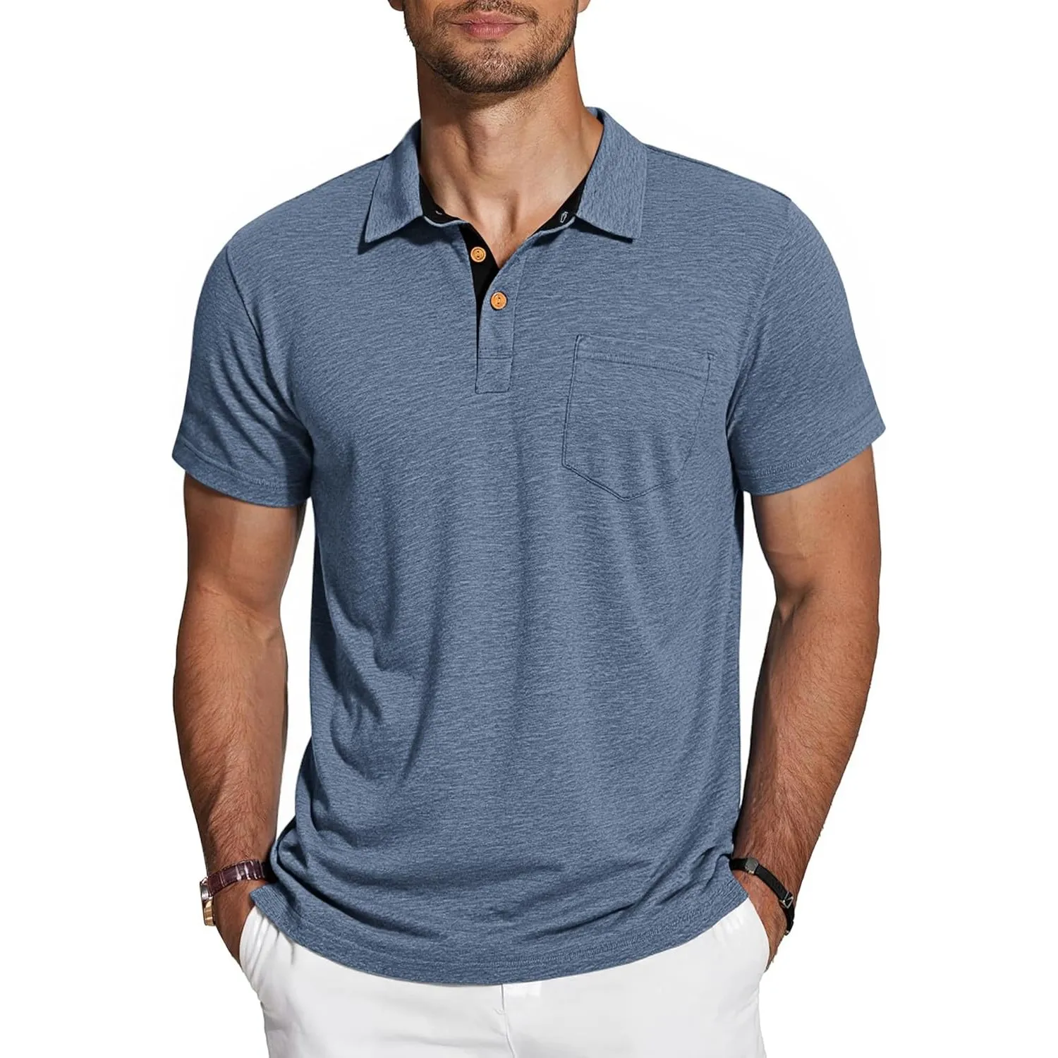 TARAINYA Poloshirt Herren Baumwolle Kurzarm Polo Shirts Männer Sommer mit Brusttasche M-4XL