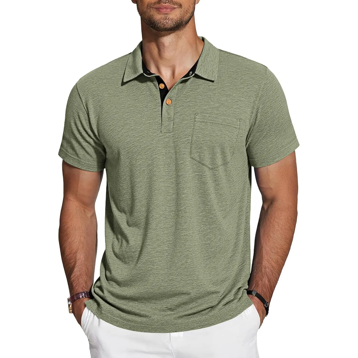 TARAINYA Poloshirt Herren Baumwolle Kurzarm Polo Shirts Männer Sommer mit Brusttasche M-4XL