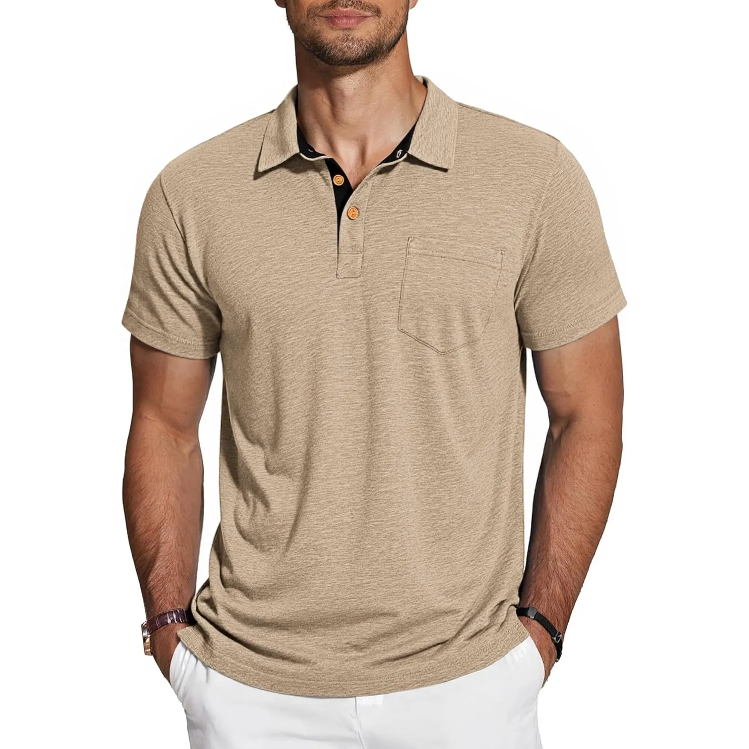 TARAINYA Poloshirt Herren Baumwolle Kurzarm Polo Shirts Männer Sommer mit Brusttasche M-4XL