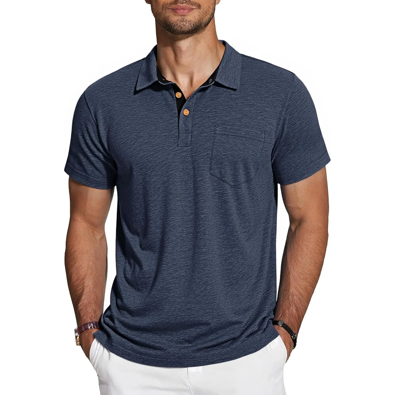 TARAINYA Poloshirt Herren Baumwolle Kurzarm Polo Shirts Männer Sommer mit Brusttasche M-4XL