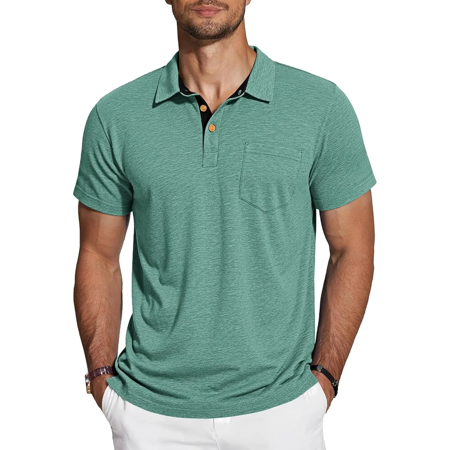TARAINYA Poloshirt Herren Baumwolle Kurzarm Polo Shirts Männer Sommer mit Brusttasche M-4XL
