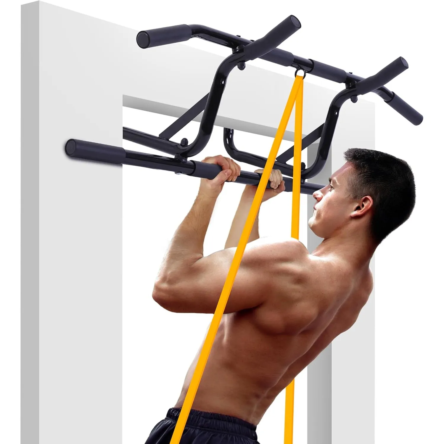 AthleticPro Klimmzugstange für Türrahmen ohne Bohren zum Einhängen – Stabile Pull Up Bar & Türreck [bis 90cm breite Tür…