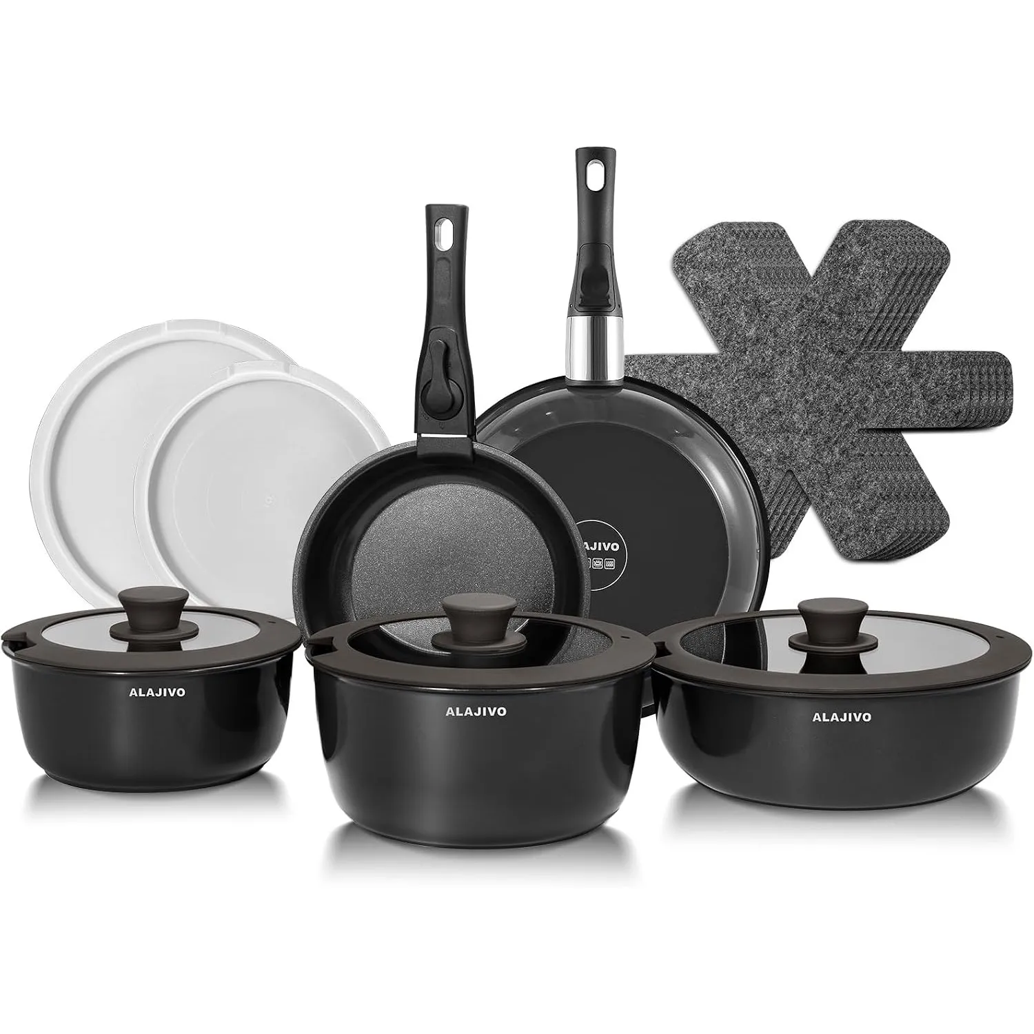 Topfset mit Abnehmbarer Griff, 17-Teilig Topfsets Pfannenset mit Keramik Antihaft Beschichtet, Topfset Induktion Kochto…