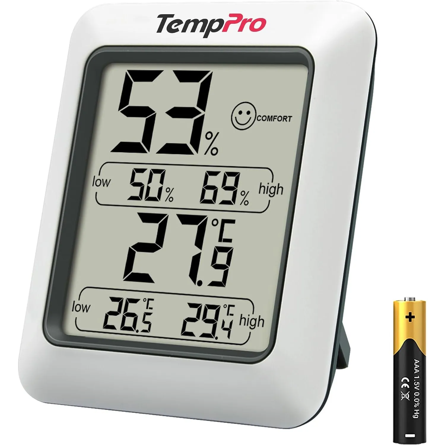TempPro Thermo-Hygrometer Innen Innen Raumthermometer Hygrometer Digital | Luftfeuchtigkeitsmessgerät Innen mit Komfort…