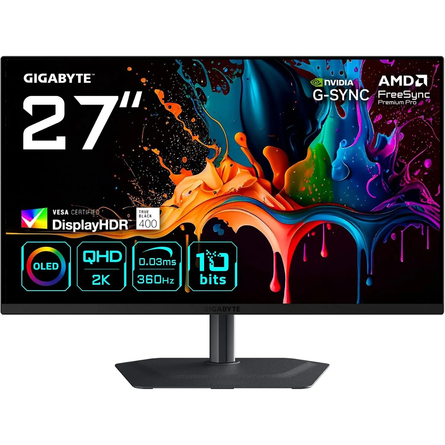 Gigabyte MO27Q3 27” OLED QHD Gaming-Monitor - 2560 x 1440, 360Hz, 0.03ms, 250 cd/m², G-Sync Kompatibel, FreeSync Premiu…