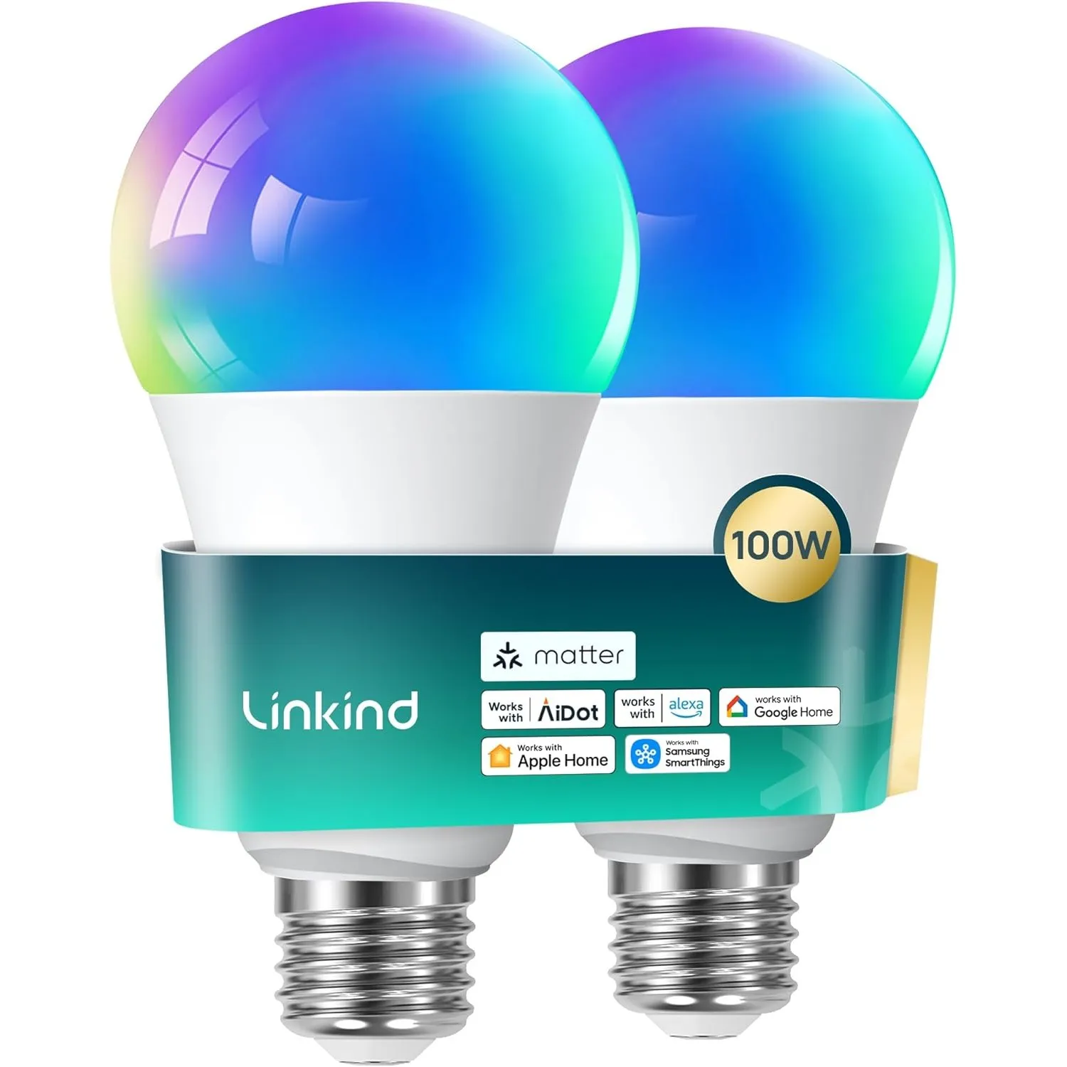 Linkind Matter E27 Smart LED Lampe 1600lm 14W, RGBTW & Weiß (1800-6500K), ersetzt 100W, 104 Szenen, 2,4GHz, kompatibel …