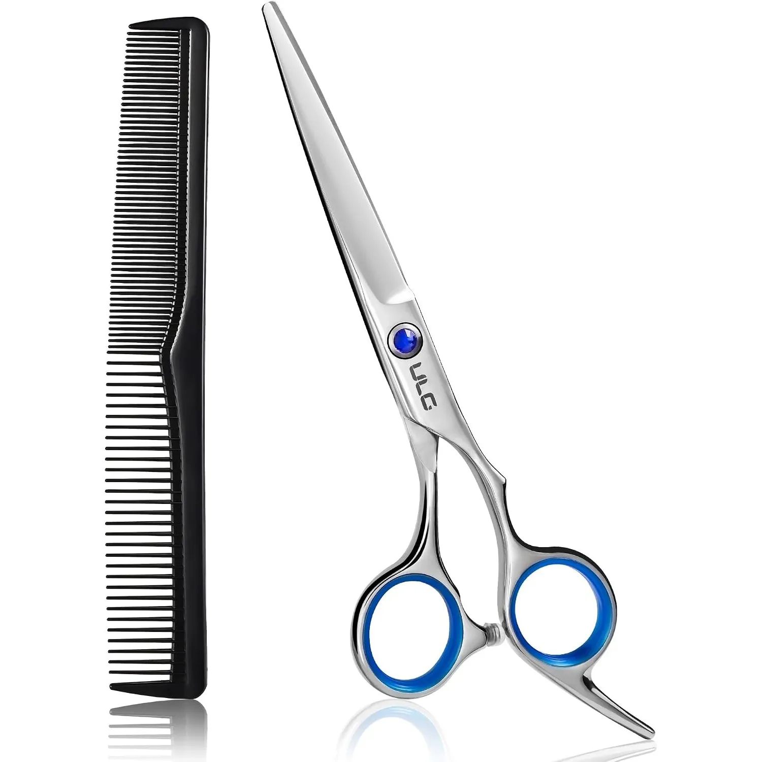 ULG Haarschere, professionelle Friseurschere, 16,5 cm, rechtshändig, Rasierklingen-Schere mit Kamm, Friseursalon-Haarsc…