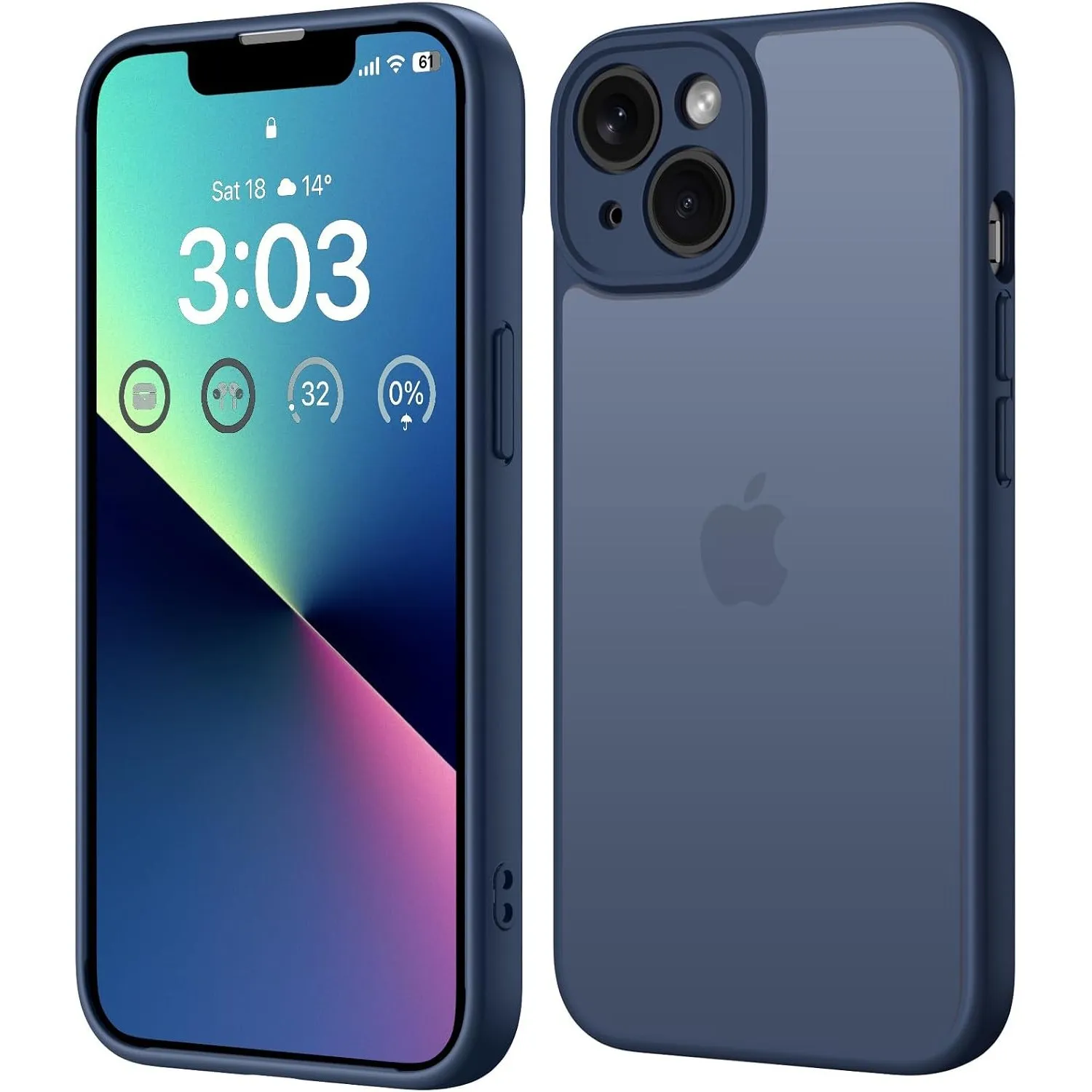 ORDA für iPhone 13 Hülle 6,1 Zoll, Vollständiger Kameraschutz Stoßfest Kratzfest Transluzente Rückseite Schutzhülle, An…