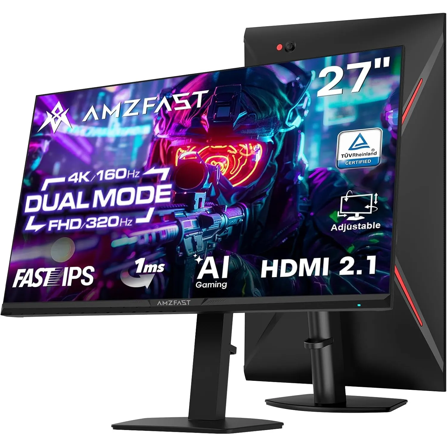 Amzfast Gaming Monitor 27 Zoll, 4K UHD 160Hz/FHD 320Hz Dual Mode, Fast IPS