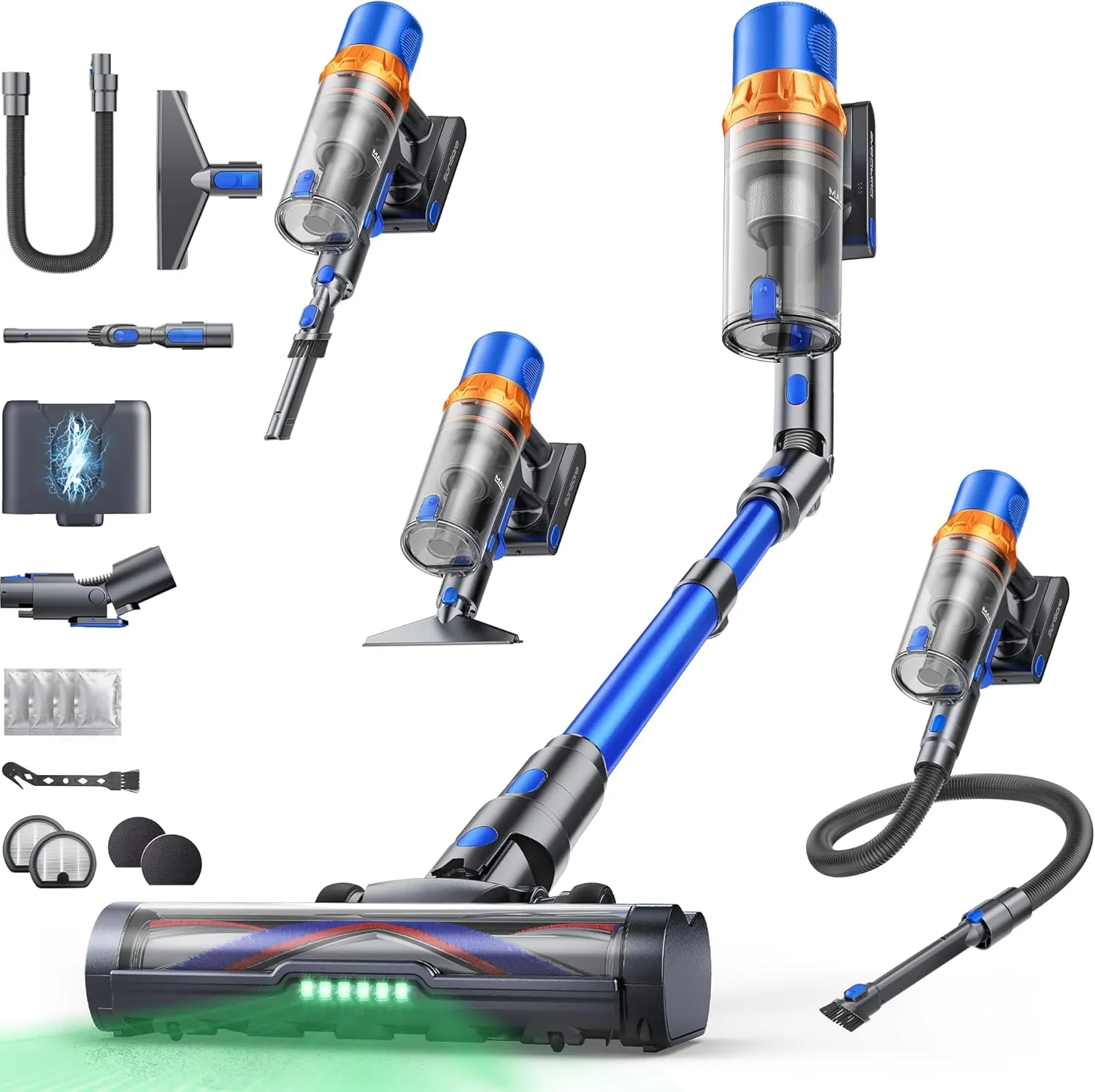 SunSare Cordless Vacuum Cleaner 600 W/50000 Pa/65 Min, Battery Vacuum Cleaner with 1 m Hose, Aroma Function, Flexible B…