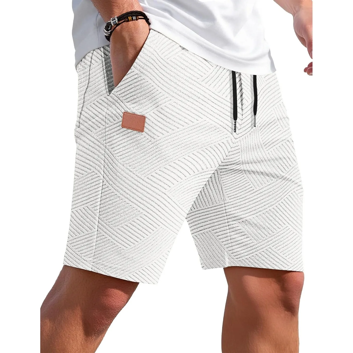 TARAINYA Textur Kurze Hosen Herren Baumwolle Shorts Sommer Mit Kordelzug | regular fit,strand,casual,stretch,elastische…