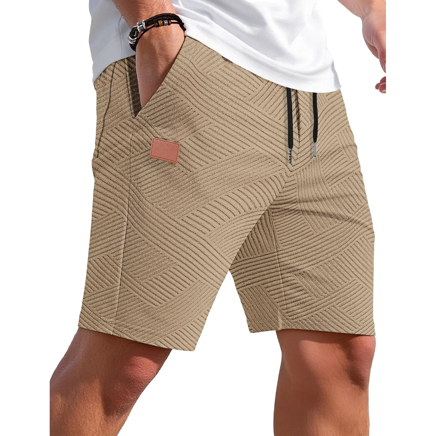 TARAINYA Textur Kurze Hosen Herren Baumwolle Shorts Sommer Mit Kordelzug | regular fit,strand,casual,stretch,elastische…