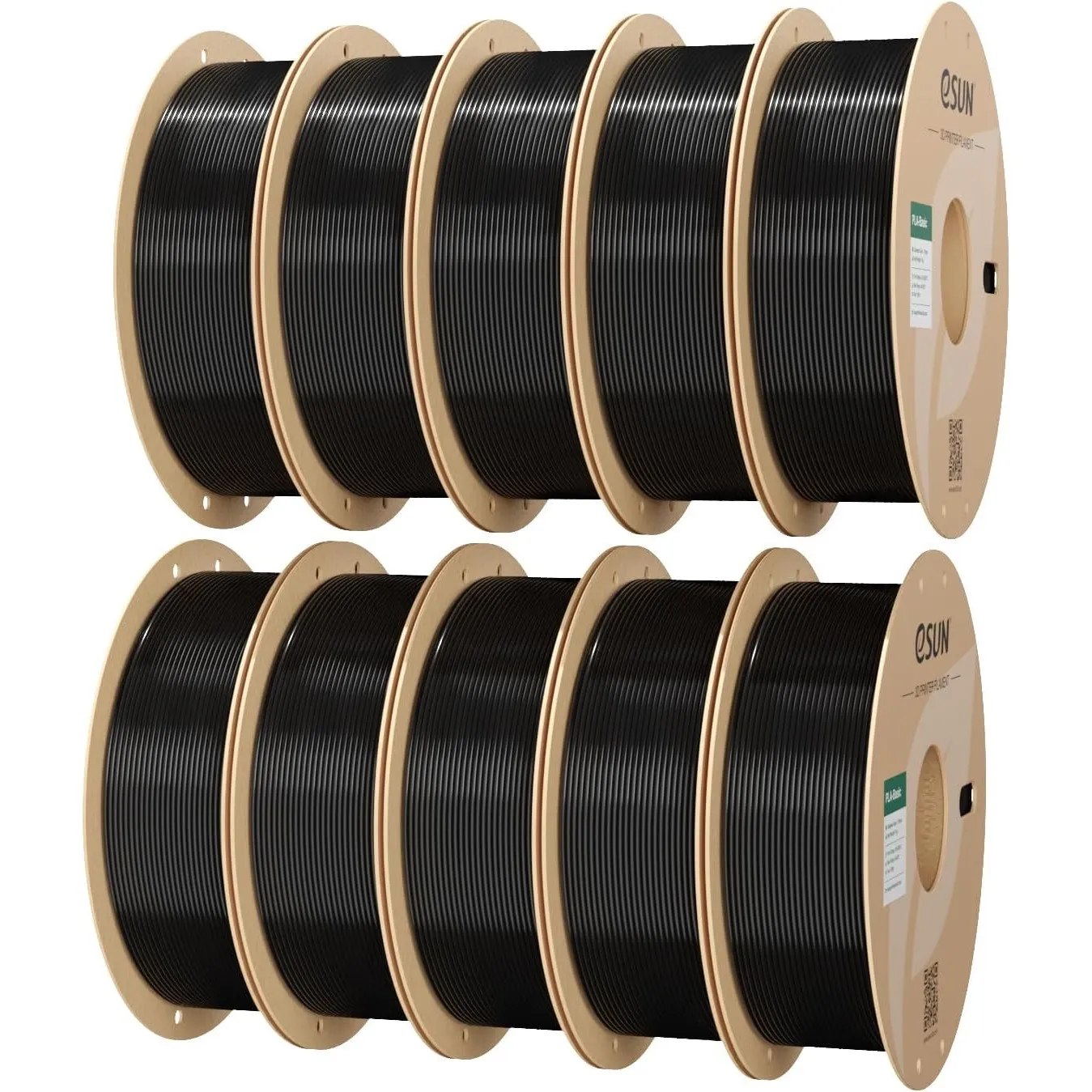 eSUN 10KG PLA Basic Filament, 1.75 mm, Schwarz, 10KG | 3D Printer PLA Filament, 1kg Spule, insgesamt 10kg, Dimensional …