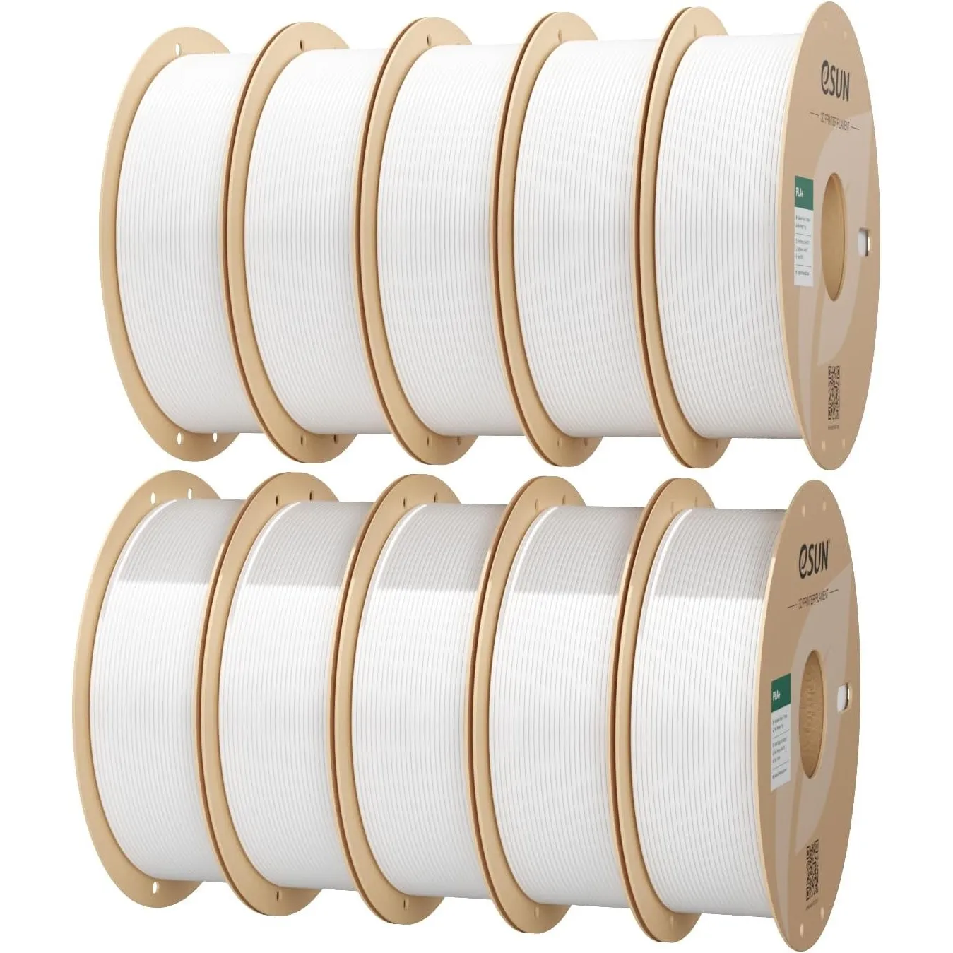 eSUN 10KG PLA+ Filament 1.75 mm, Kaltweiß