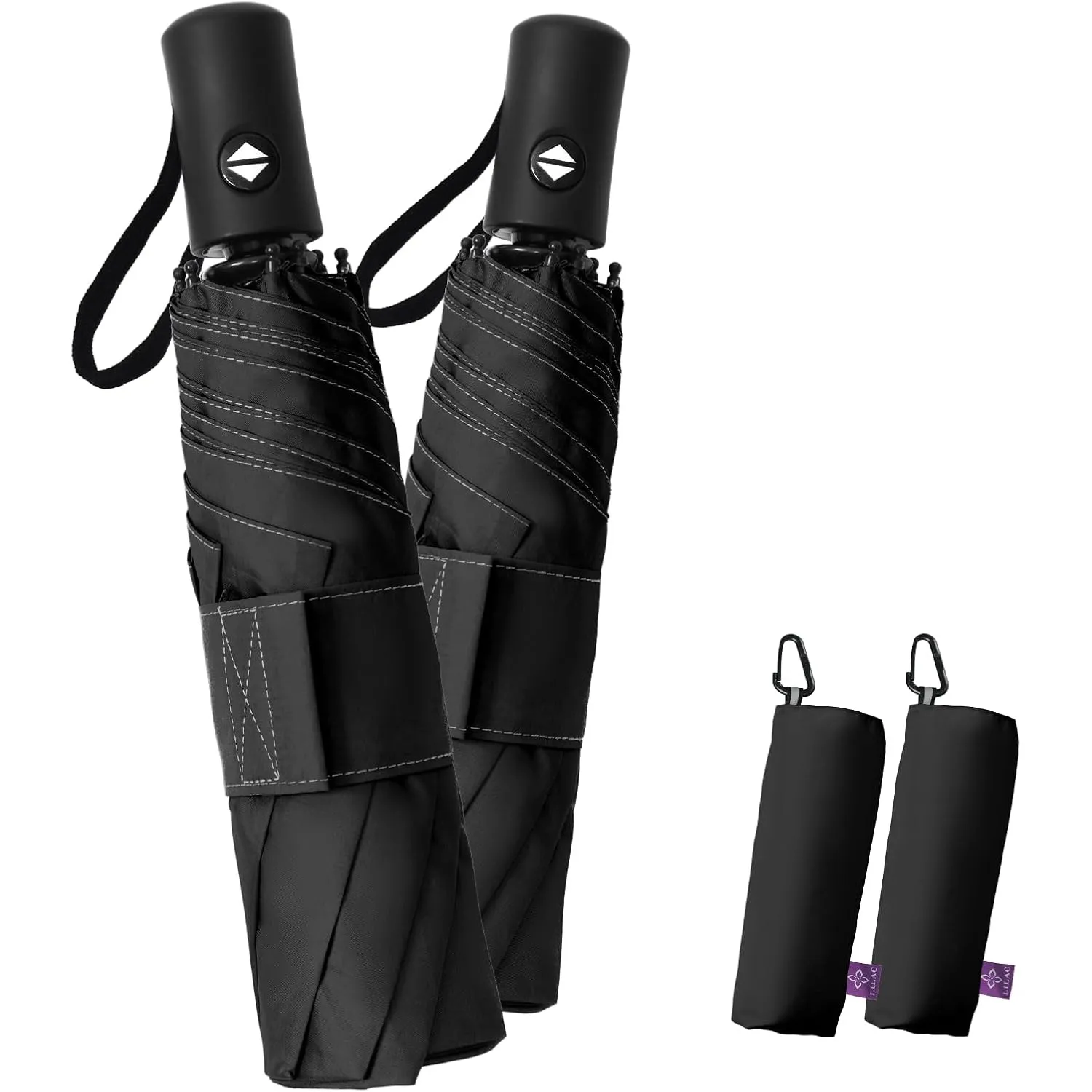 LILAC Regenschirm Klein Stabil Windfest, 110cm Taschenschirm Auf-Zu-Automatik, Kompakter Reiseschirm mit Klettverschlus…