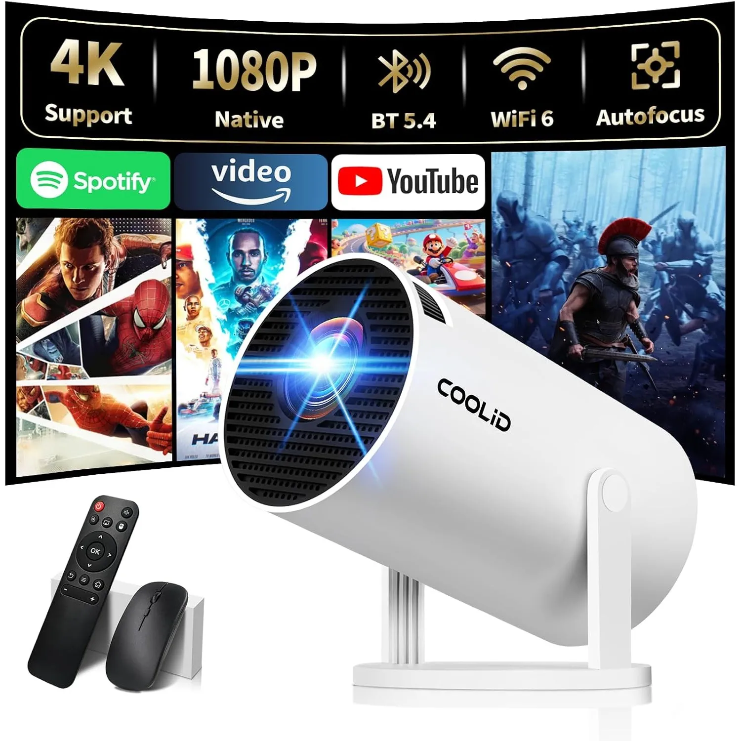 Mini Beamer Unterstützt 4K 1080P 2026 Neuer Tragbarer Projektor mit 5G WiFi 6 und BT 5.4, Beamer Klein Projektor mit Au…