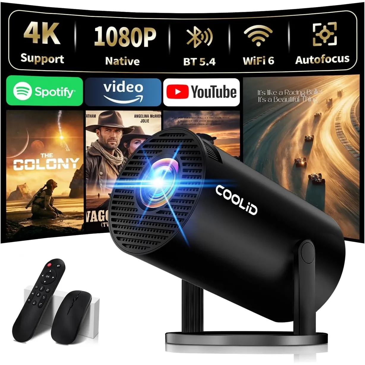 Mini Beamer Unterstützt 4K 1080P 2026 Neuer Tragbarer Projektor mit 5G WiFi 6 und BT 5.4, Beamer Klein Projektor mit Au…