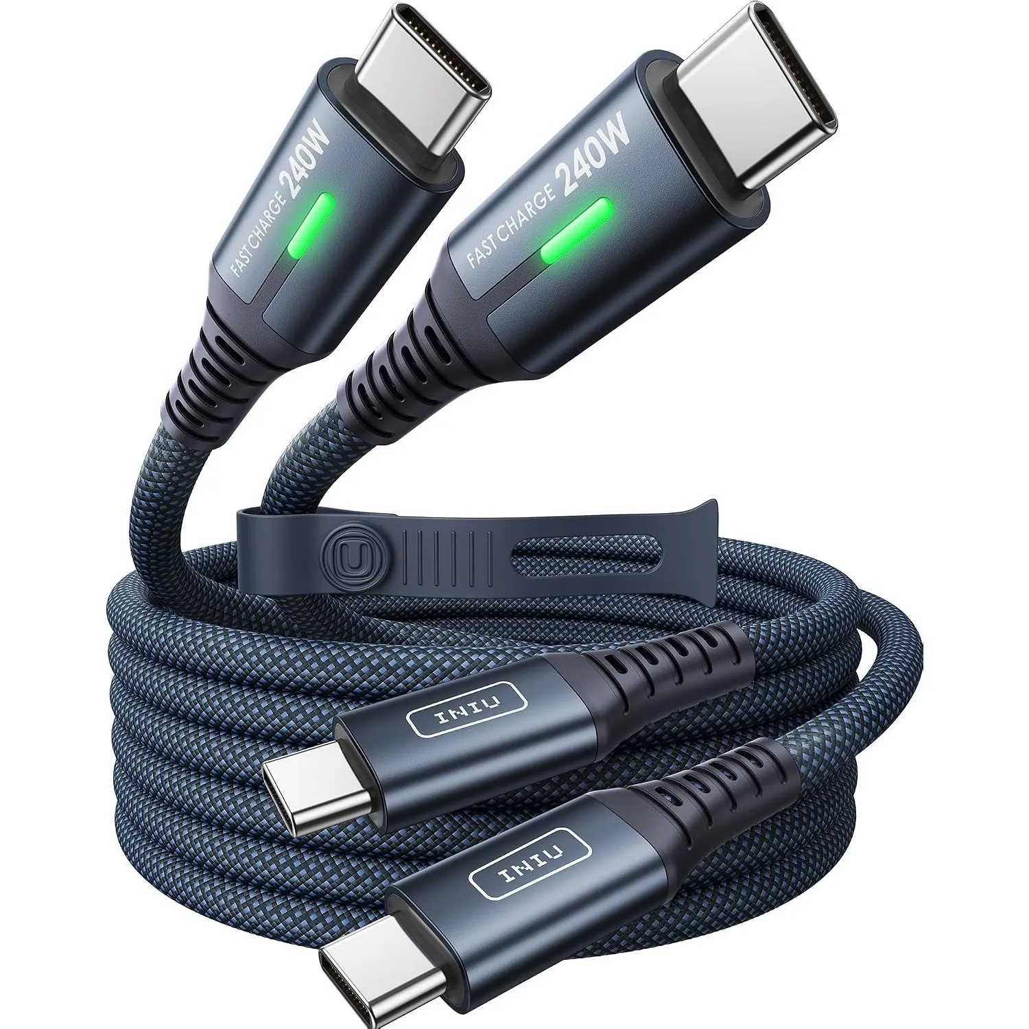 INIU 240W USB C Kabel, [2 Stück 2m] USB C auf USBC Schnellladekabel Blau | Nylon Geflochten, PD Ladekabel USBC für iPho…