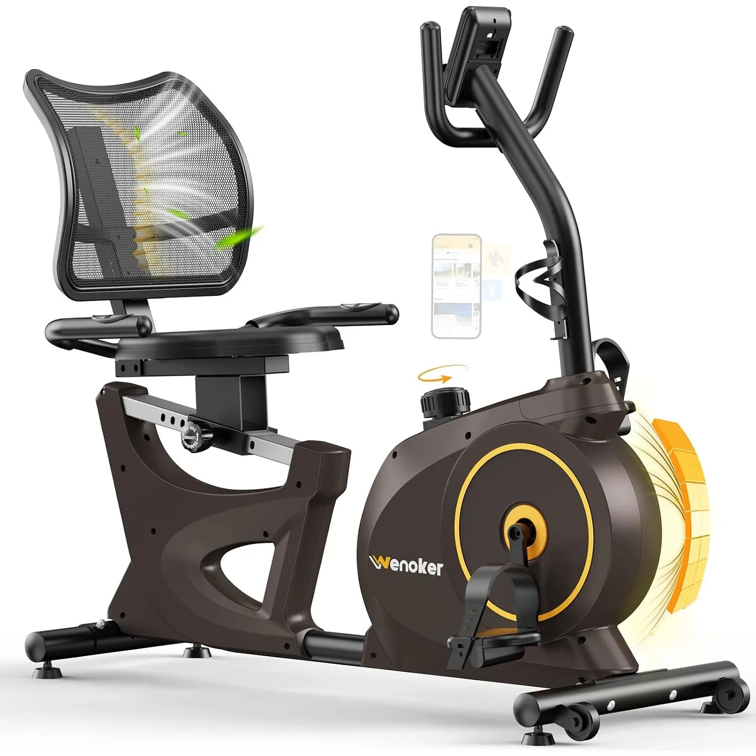 Ergometer Liege- Heimtrainer mit Magnetbremse, Pulssensoren und LCD-Display, 15 Widerstandsstufen, Sitzergometer mit Rü…