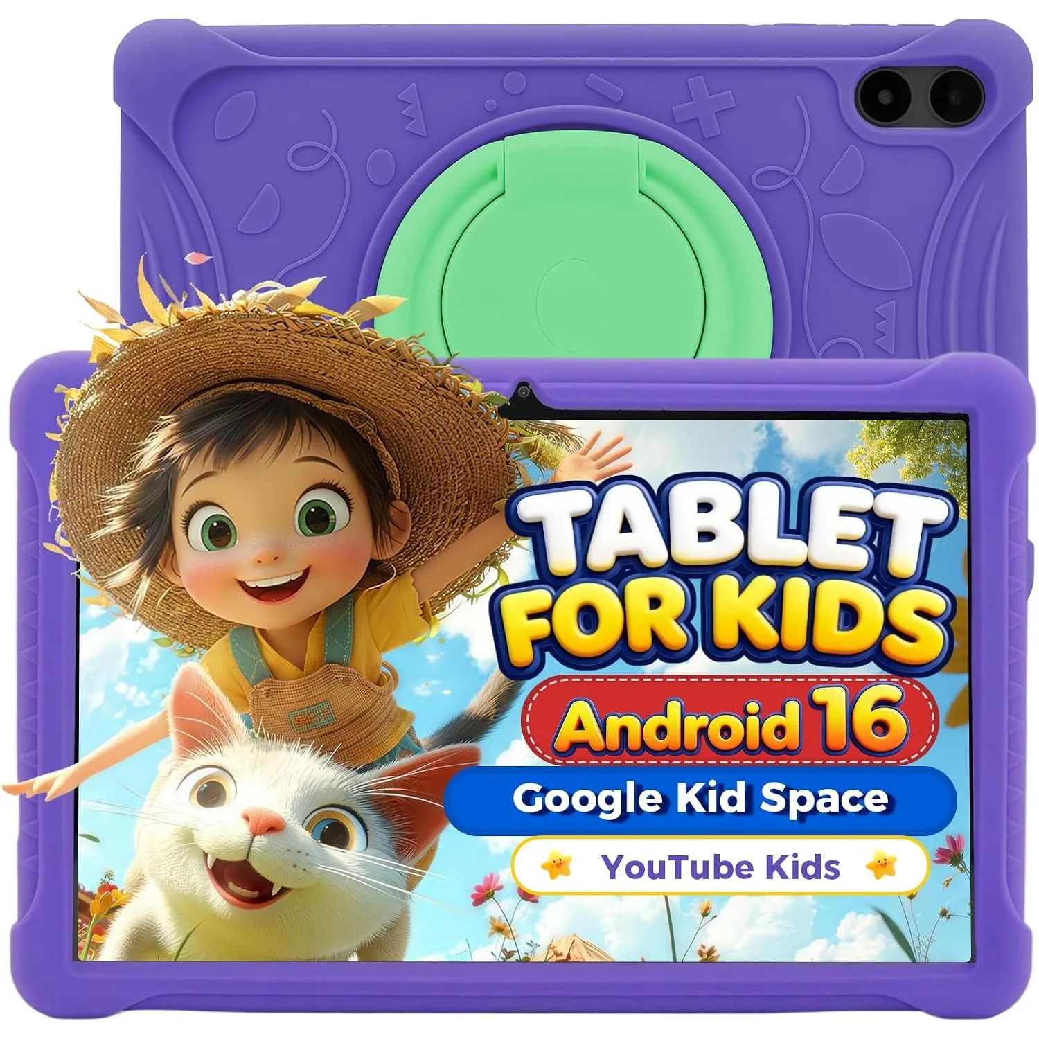 Kinder Tablet 10 Zoll mit Stoßfester Hülle, Elternkontrolle, Android 16